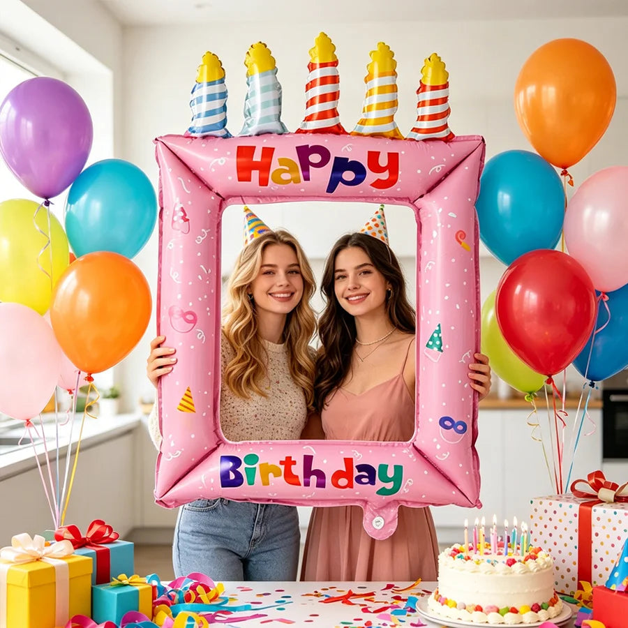 28inch Princess Theme Balloon Photo Frame, Selfie Photography Backdrop Prop Balloons, for Birthday Party Celebrations Decoration