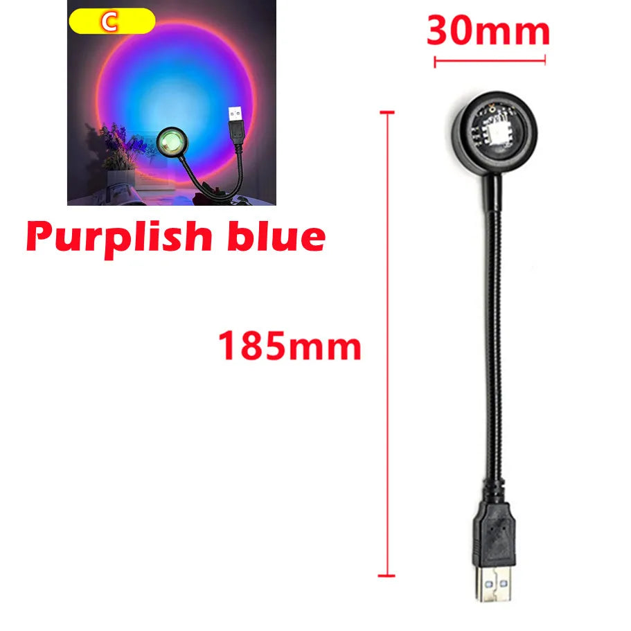RnnTuu Led USB Sunset Lamp Projector Home Decor Night Light Portable Mood Light For Living Room Wall Photography Neon Lights