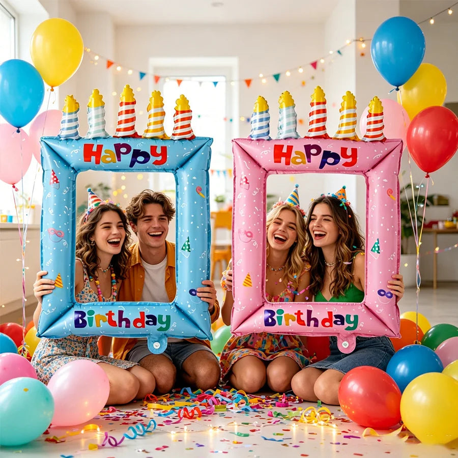 28inch Princess Theme Balloon Photo Frame, Selfie Photography Backdrop Prop Balloons, for Birthday Party Celebrations Decoration