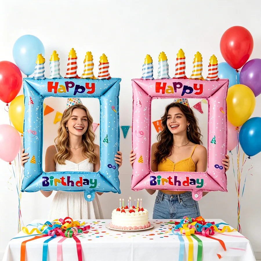 28inch Princess Theme Balloon Photo Frame, Selfie Photography Backdrop Prop Balloons, for Birthday Party Celebrations Decoration