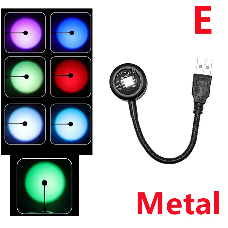 RnnTuu Led USB Sunset Lamp Projector Home Decor Night Light Portable Mood Light For Living Room Wall Photography Neon Lights